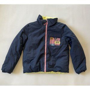 VANS Women’s reversible puffer jacket navy-yellow ful zipper Size S